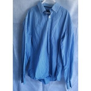 mens j maverick new york blue‎ plaid button up dress shirt l large long sleeves